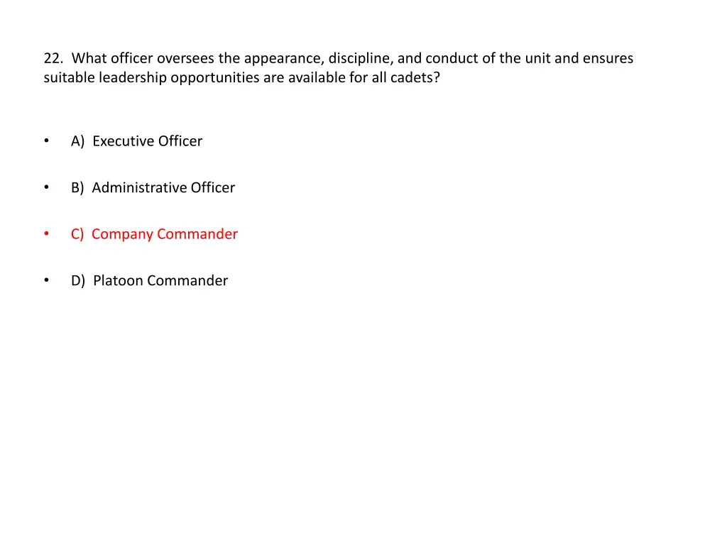 22 what officer oversees the appearance