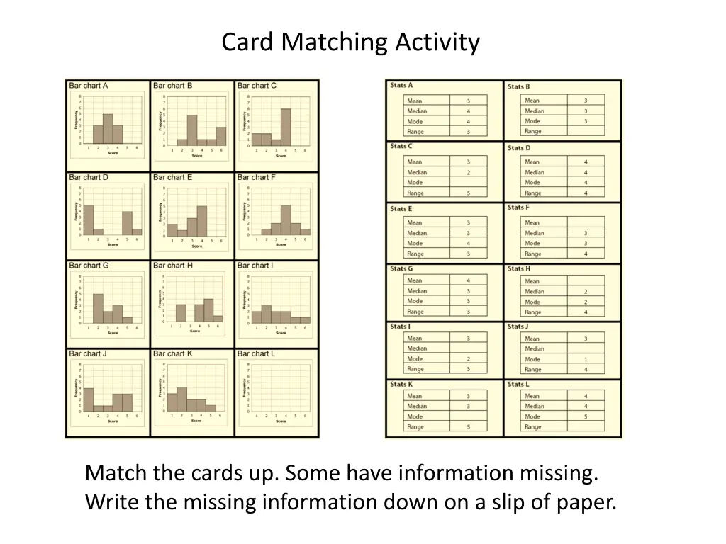 card matching activity