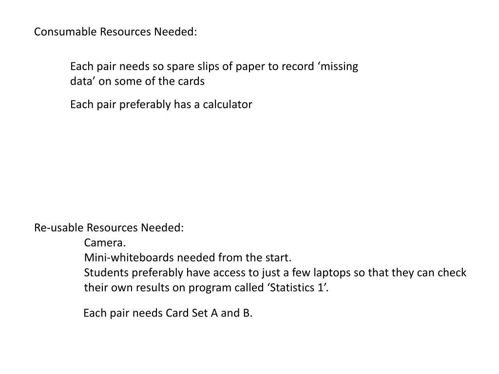 consumable resources needed