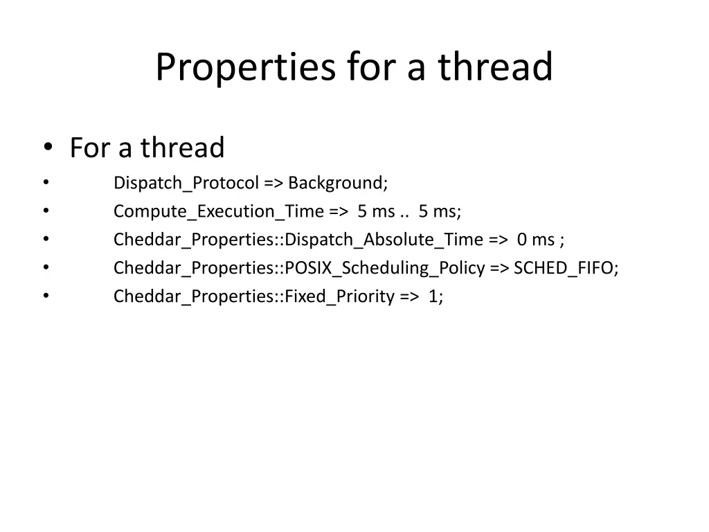 properties for a thread