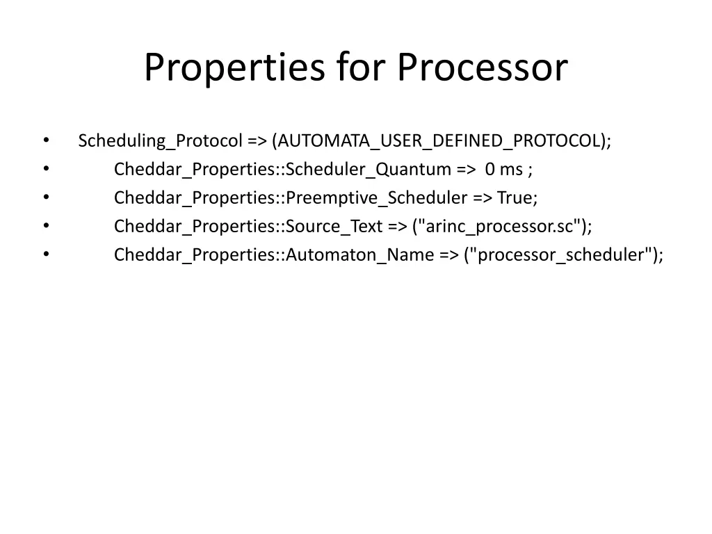 properties for processor