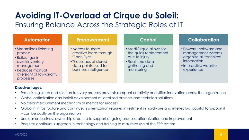 avoiding it overload at cirque du soleil ensuring