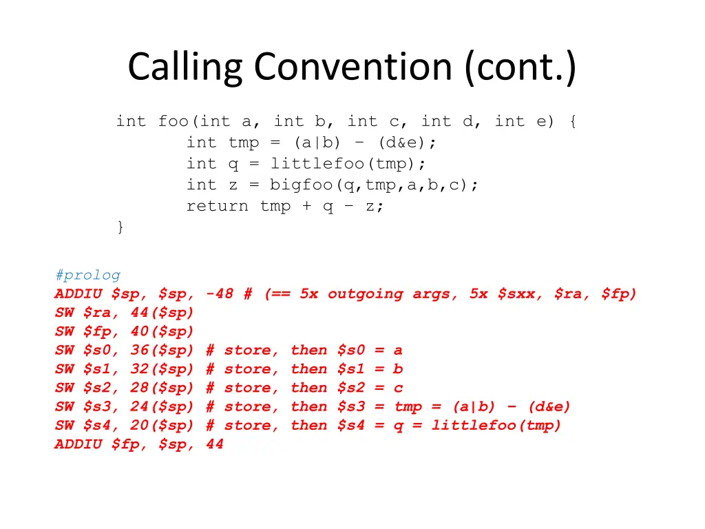 calling convention cont 1