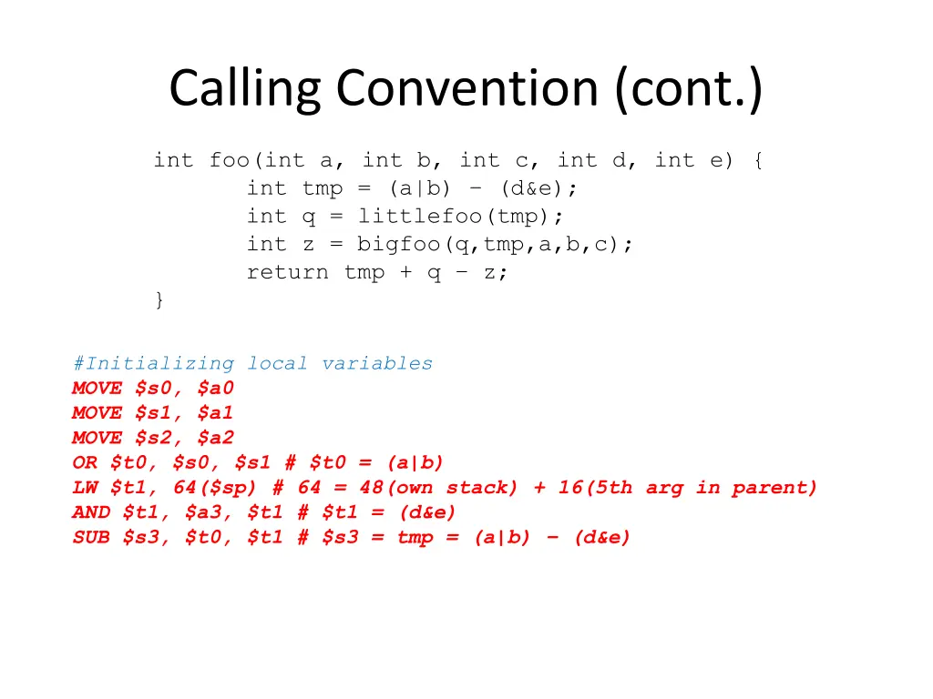 calling convention cont 2