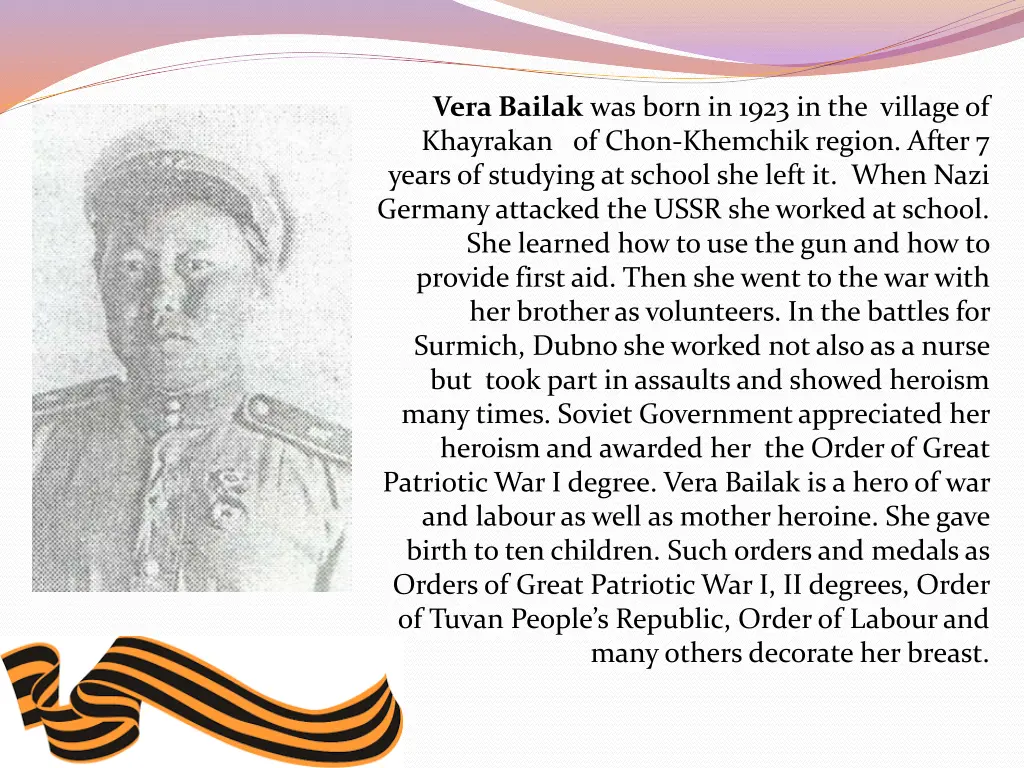 vera bailak was born in 1923 in the village