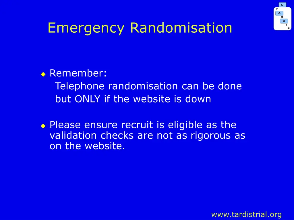 emergency randomisation