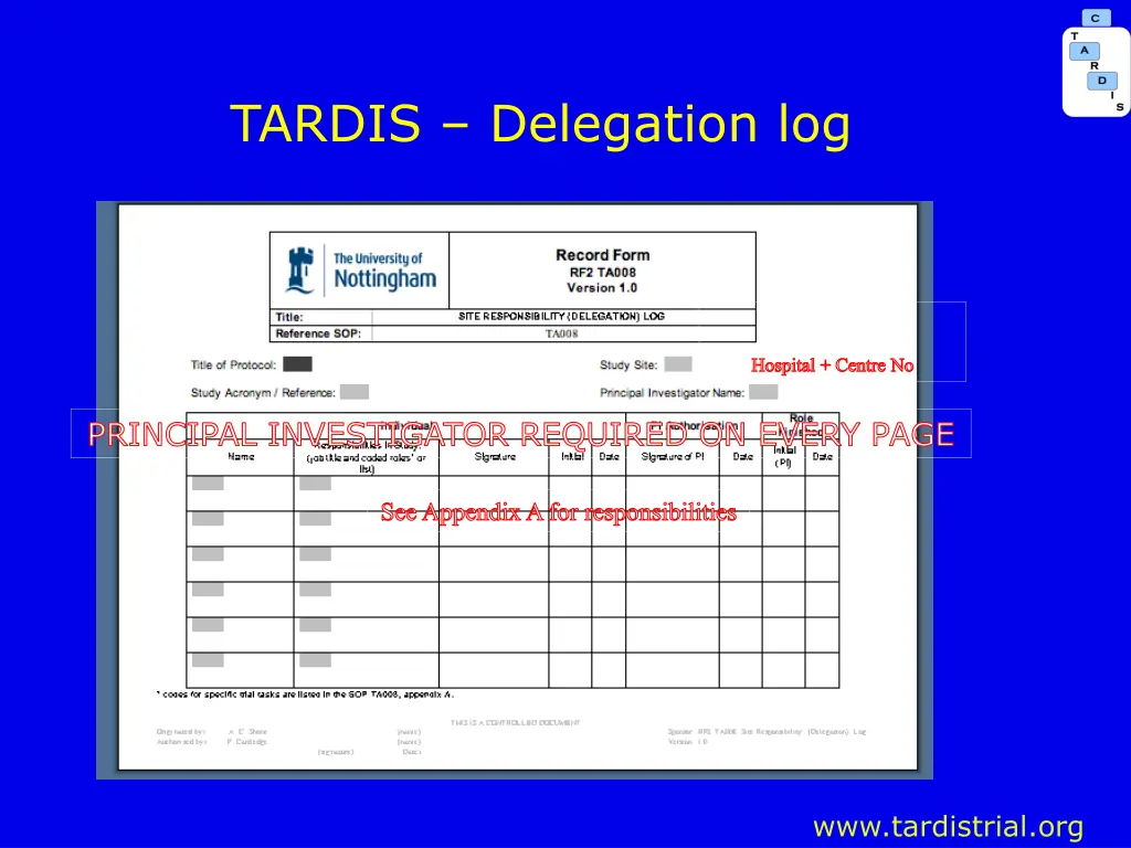 tardis delegation log