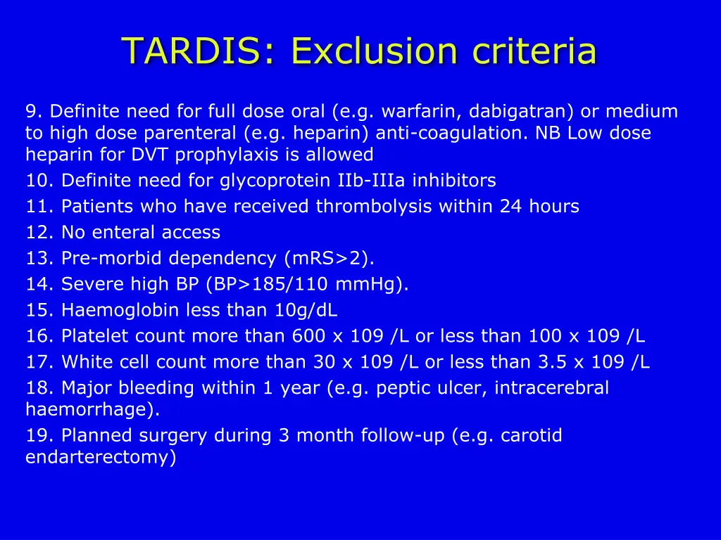 tardis exclusion criteria 1
