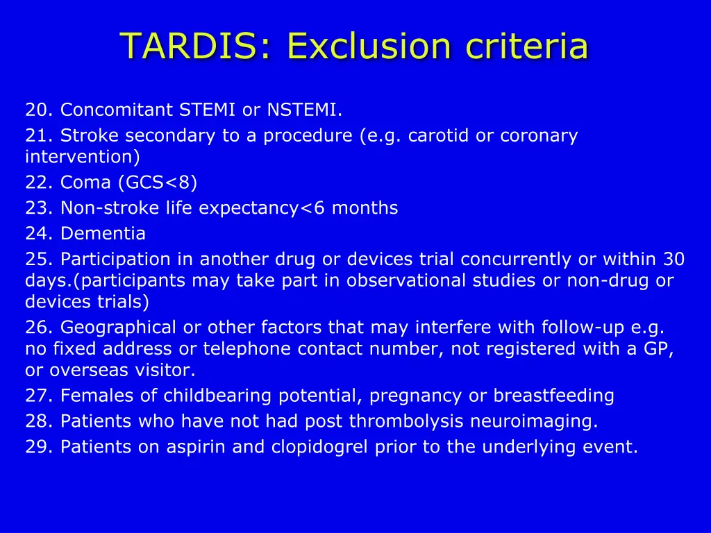 tardis exclusion criteria 2