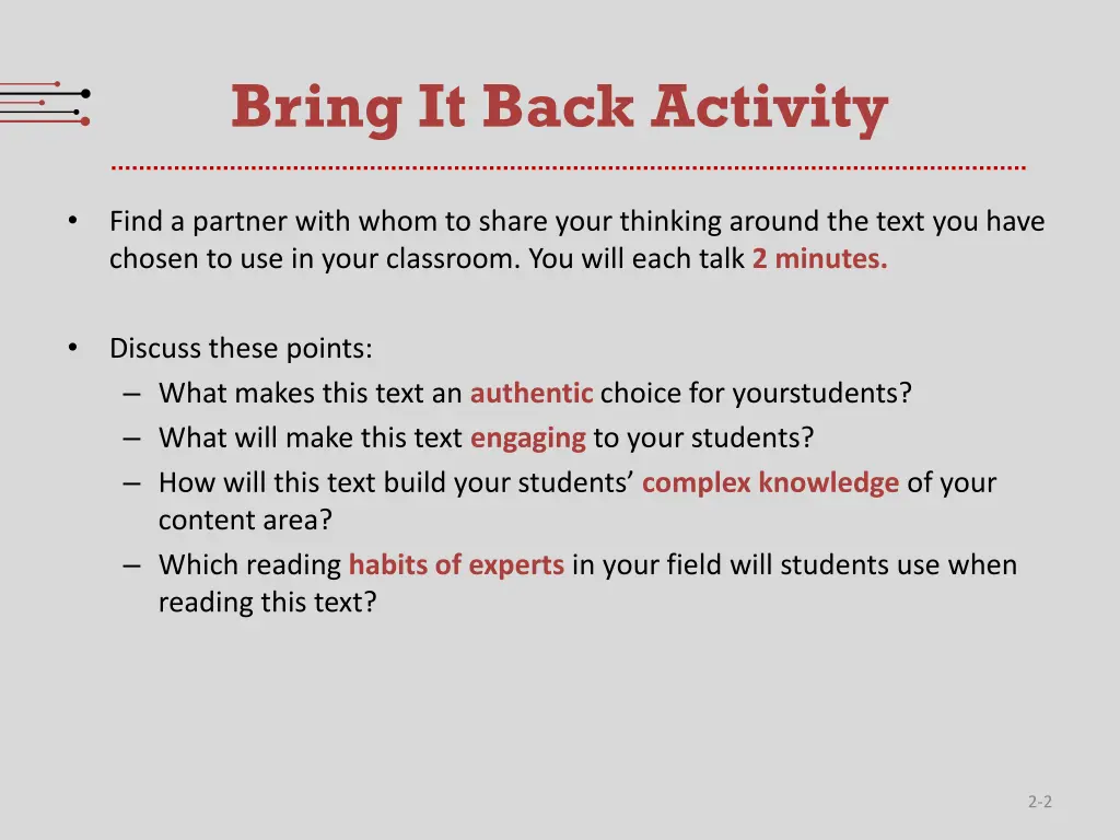 bring it back activity