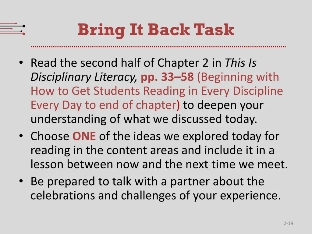 bring it back task