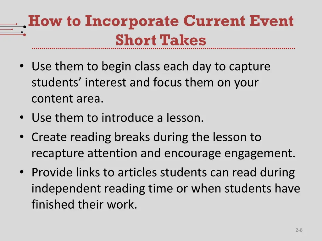 how to incorporate current event short takes