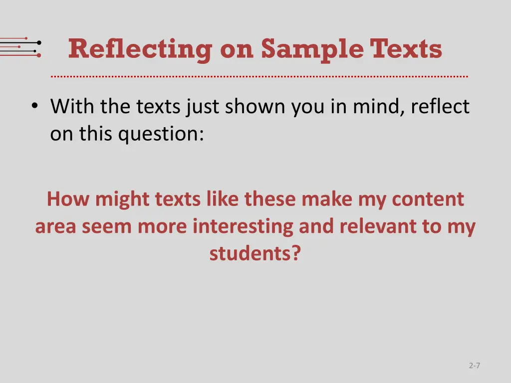 reflecting on sample texts