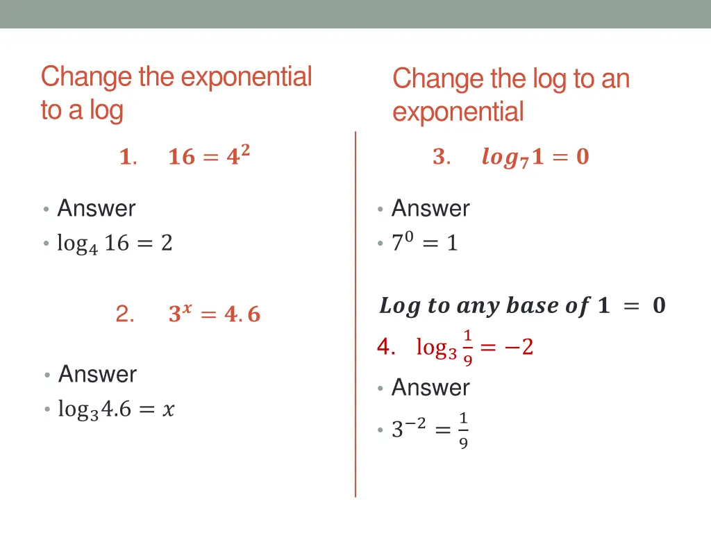 change the exponential to a log