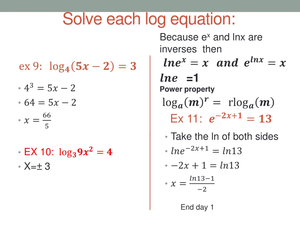 solve each log equation