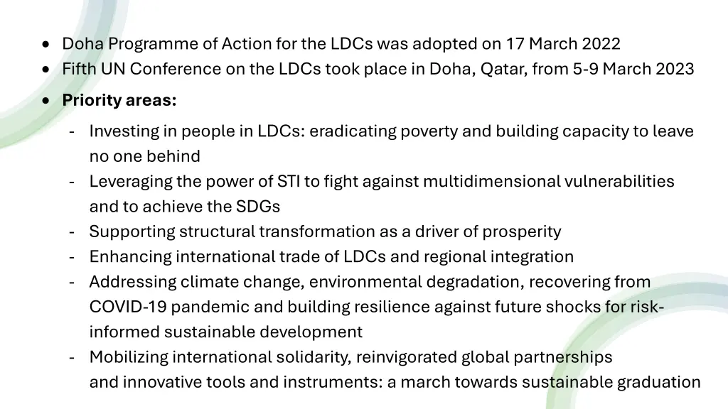 doha programme of action for the ldcs was adopted