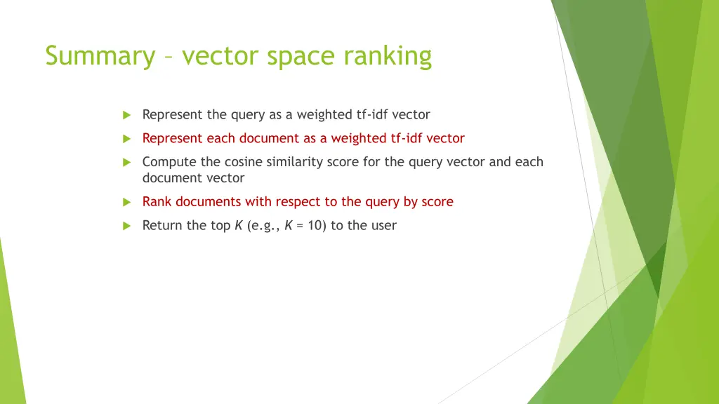 summary vector space ranking