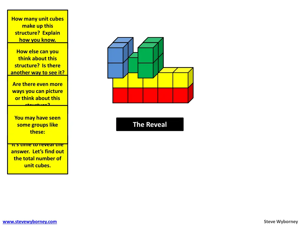 how many unit cubes make up this structure