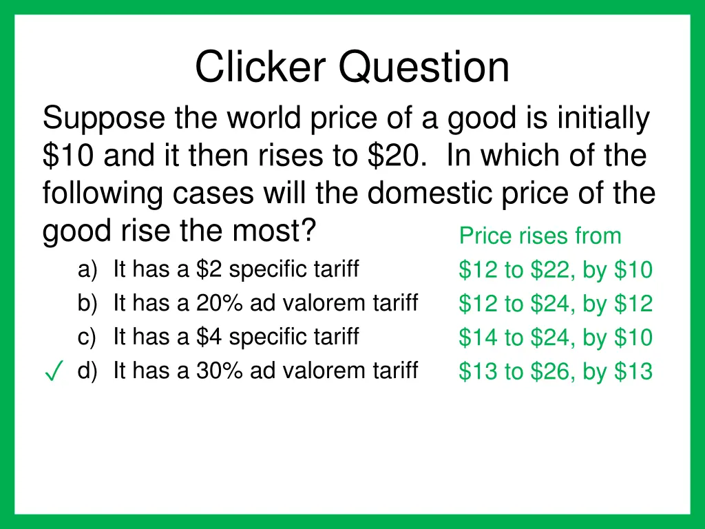clicker question suppose the world price