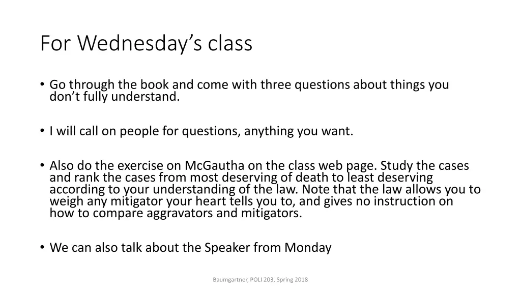 for wednesday s class