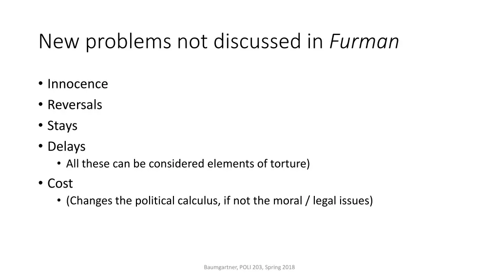 new problems not discussed in furman