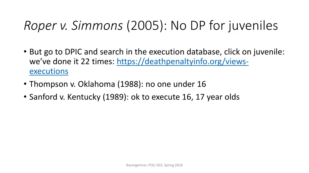 roper v simmons 2005 no dp for juveniles
