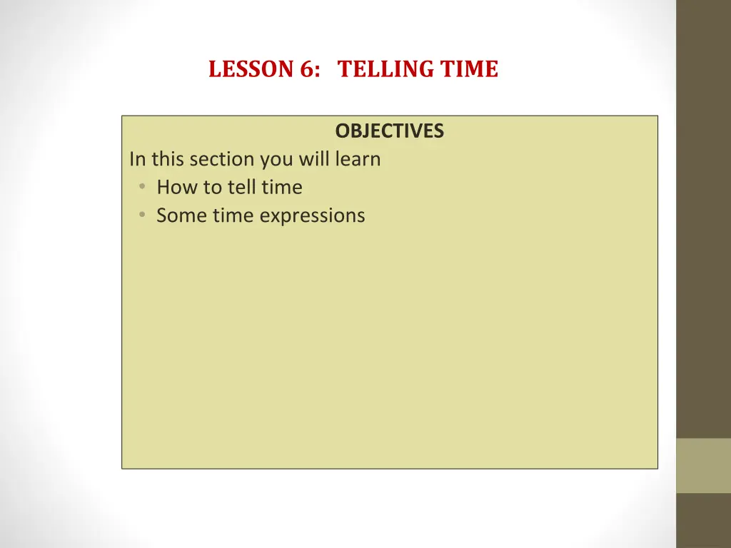 lesson 6 telling time