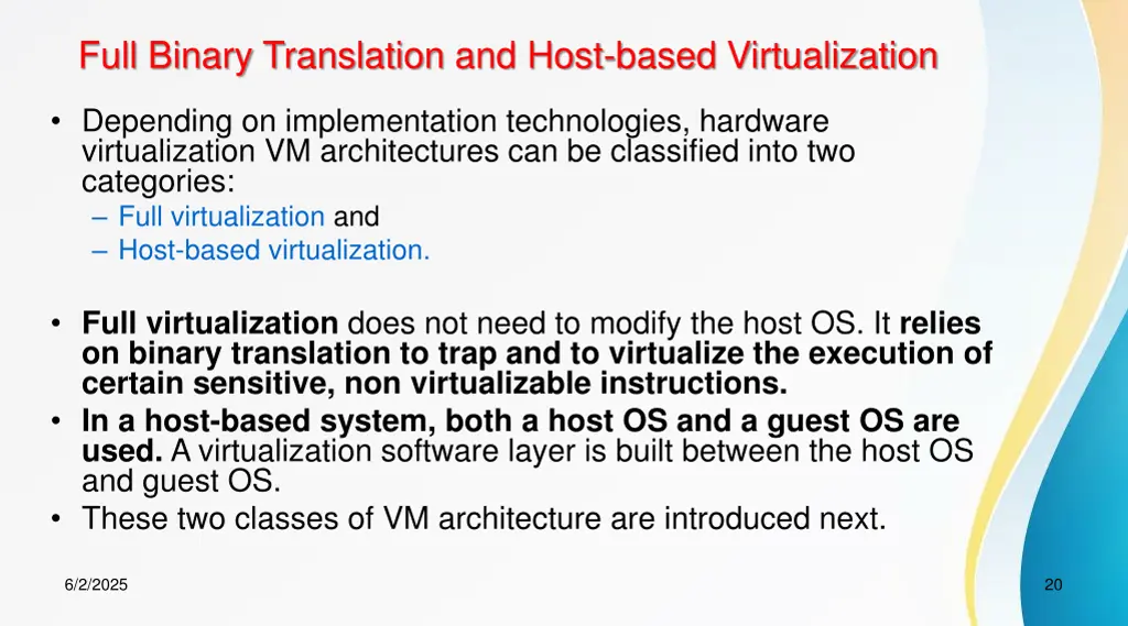 full binary translation and host based