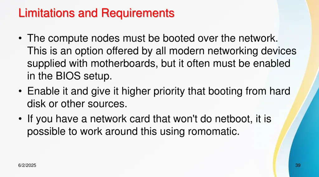 limitations and requirements