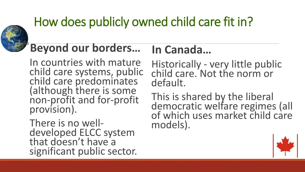 how does publicly owned child care