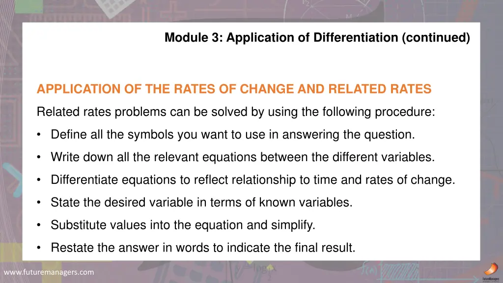 module 3 application of differentiation continued 2