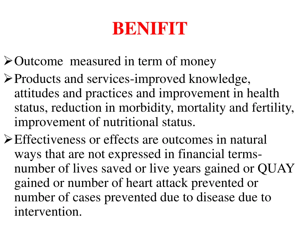 benifit