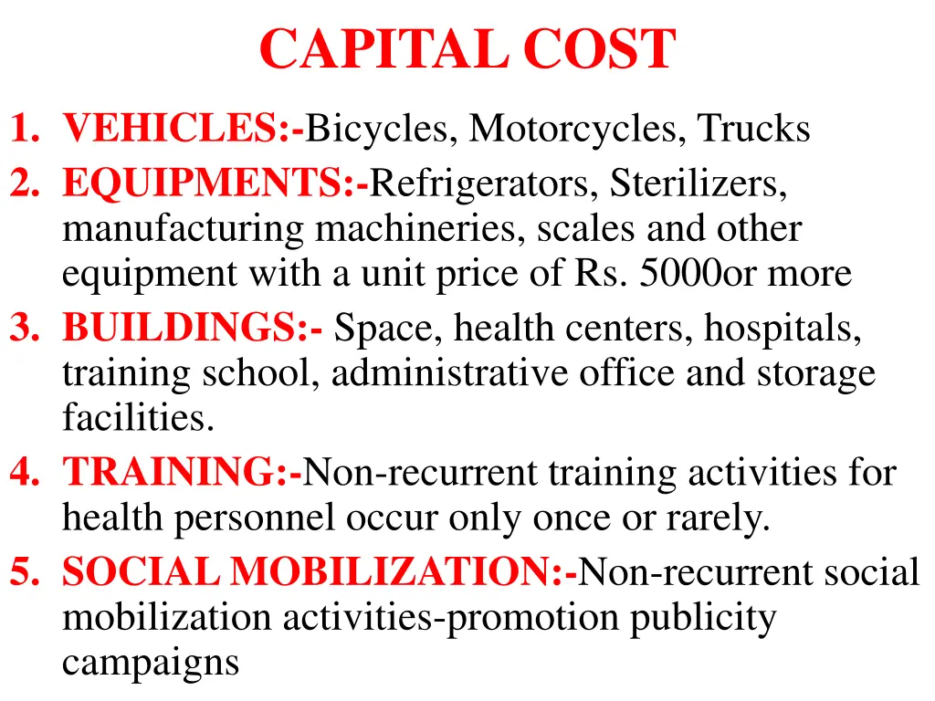 capital cost
