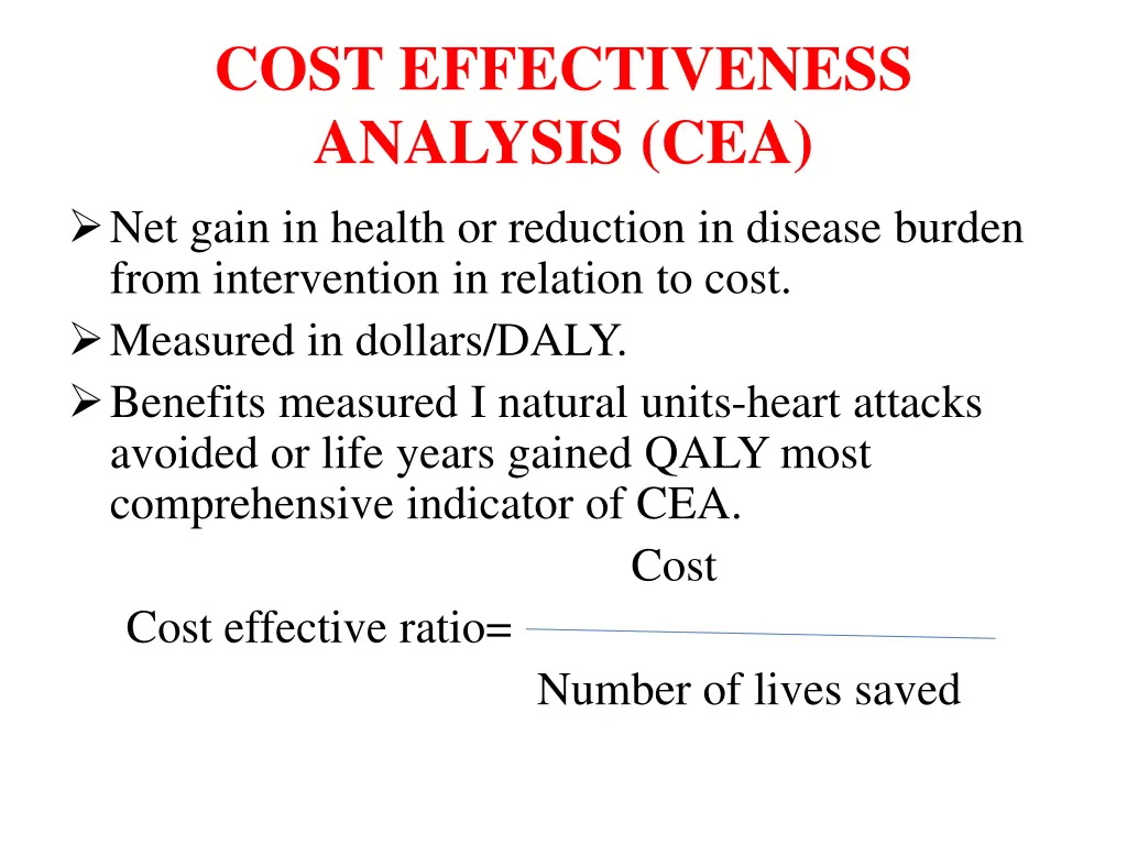 cost effectiveness analysis cea net gain