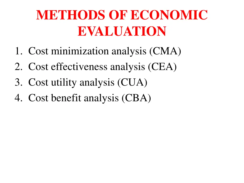 methods of economic evaluation