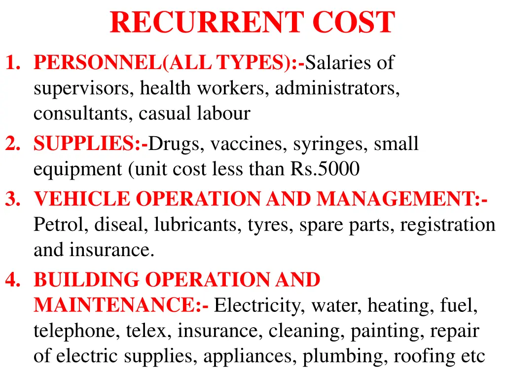 recurrent cost 1 personnel all types salaries