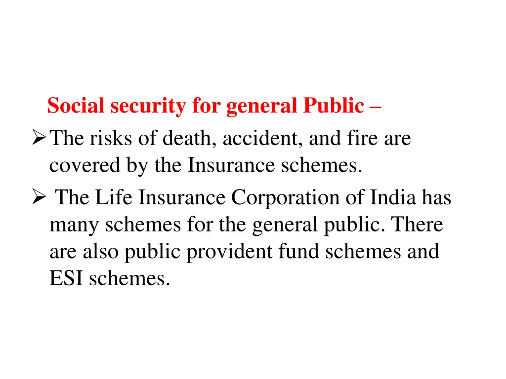 social security for general public the risks