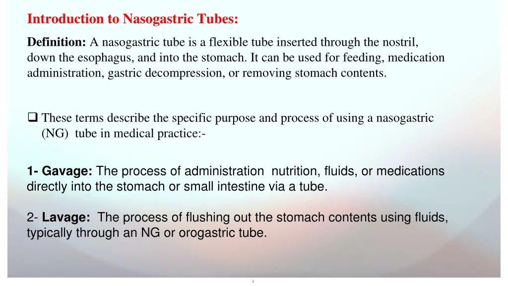 introduction to nasogastric tubes