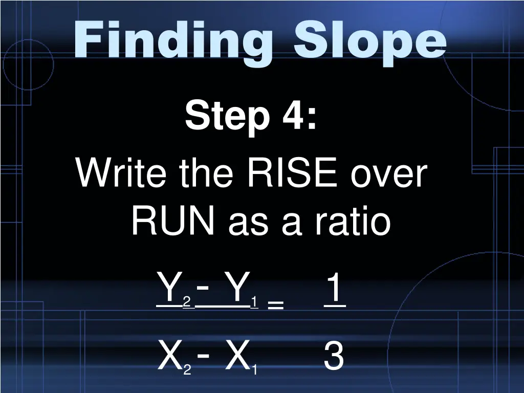 finding slope step 4 write the rise over