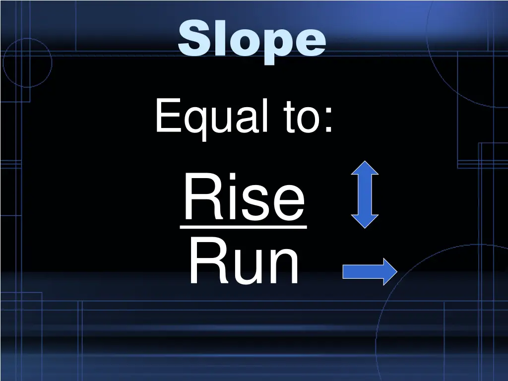 slope equal to rise run