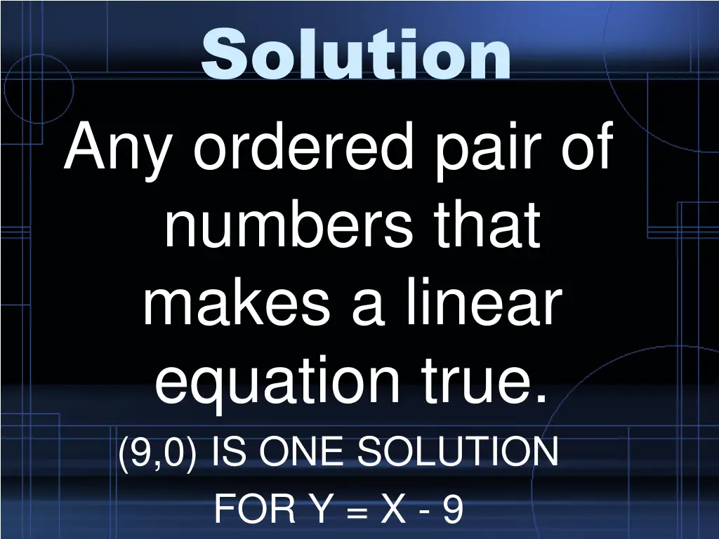 solution any ordered pair of numbers that makes