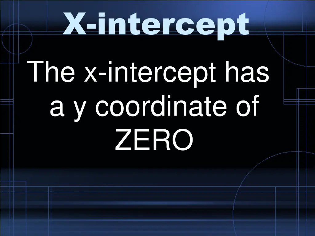 x intercept the x intercept has a y coordinate