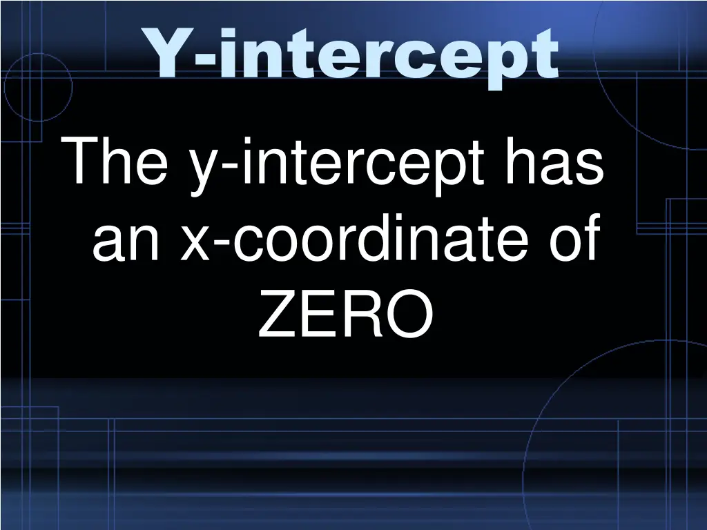 y intercept the y intercept has an x coordinate