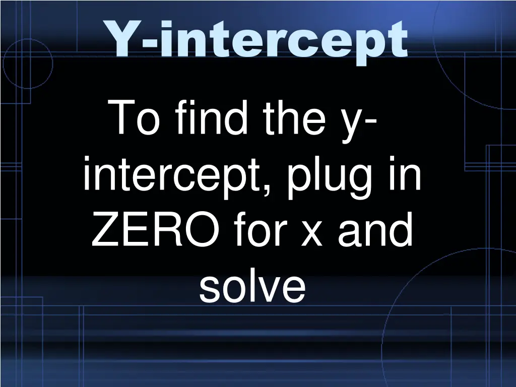 y intercept to find the y intercept plug in zero