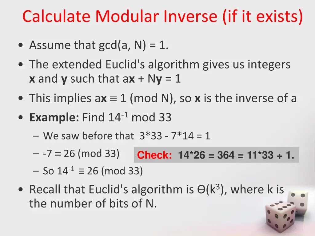 calculate modular inverse if it exists