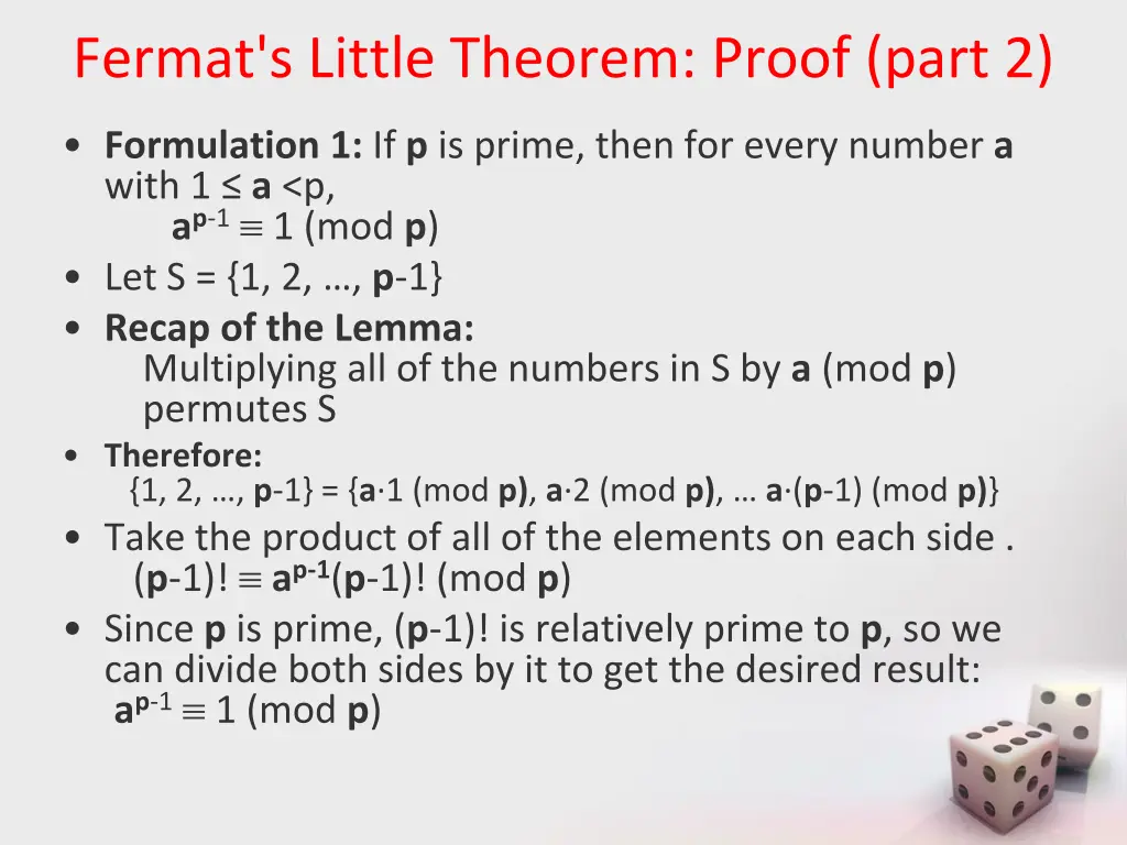 fermat s little theorem proof part 2