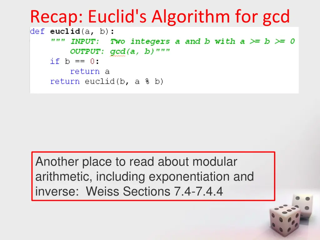 recap euclid s algorithm for gcd