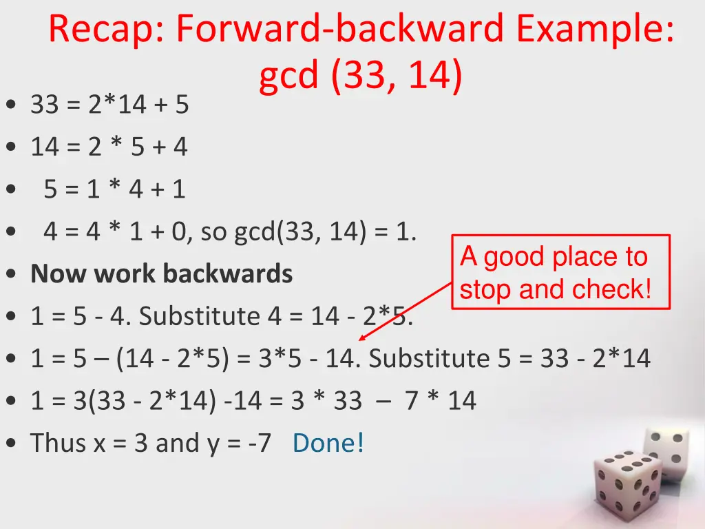 recap forward backward example