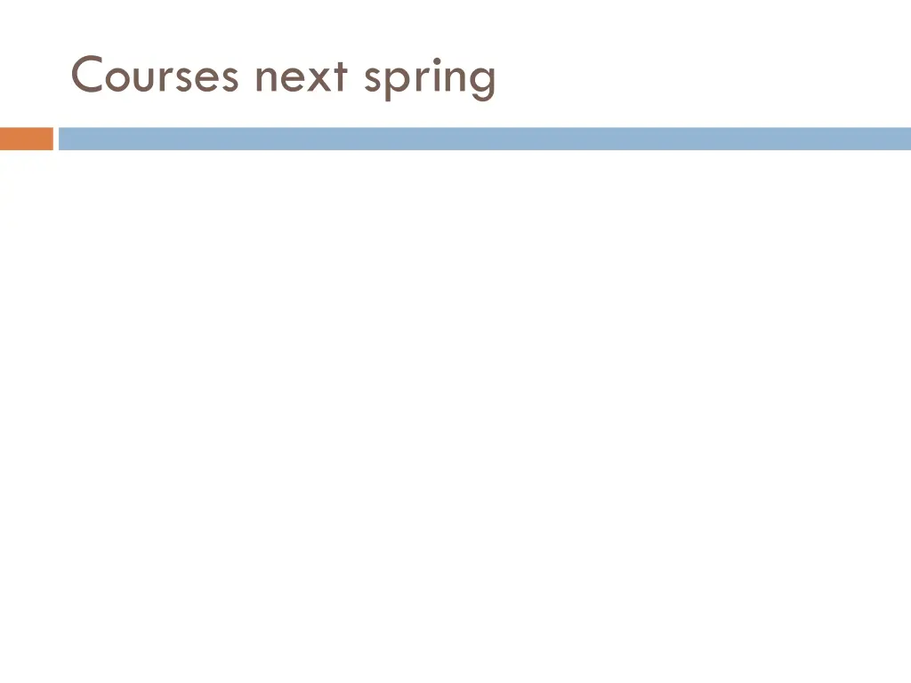 courses next spring