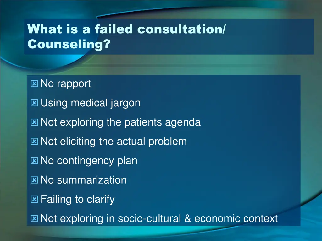 what is a failed consultation counseling
